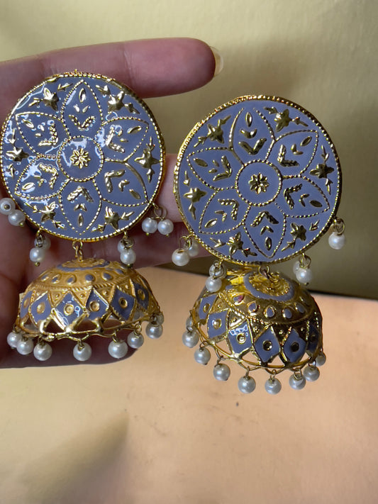 Ethnic Golden Blue Jhumka