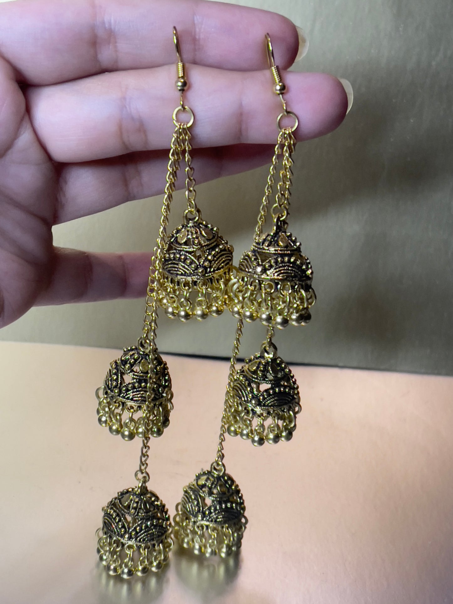 Golden Three Layered Jhumki