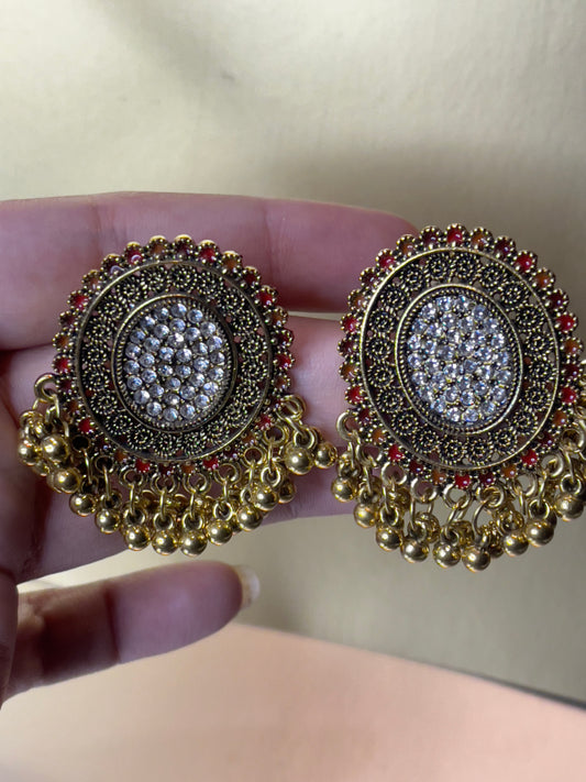 Mini Jhumka White And Golden