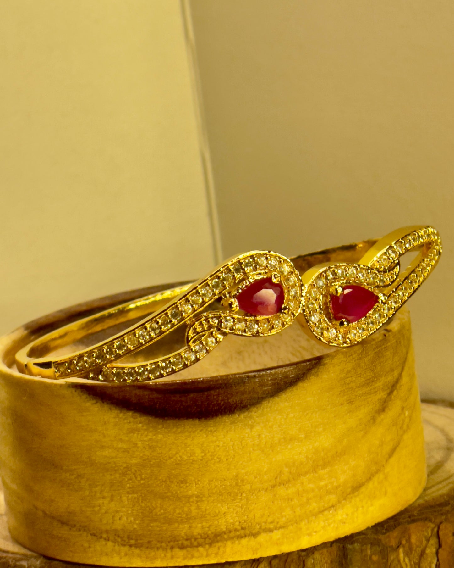 gold plated red stone bracelet